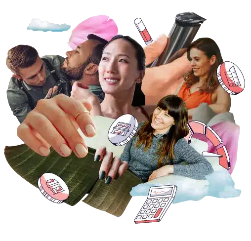 A graphic with images of diverse salon professionals using software for hair salons to manage appointments, services, and clients.